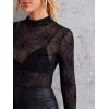 imageFloerns Womens Star Mesh See Through Mock Neck Long Sleeve Tops Tee TShirtBlack Spider