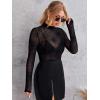imageFloerns Womens Star Mesh See Through Mock Neck Long Sleeve Tops Tee TShirtBlack Spider