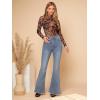 imageFloerns Womens Star Mesh See Through Mock Neck Long Sleeve Tops Tee TShirtDark Brown Multi