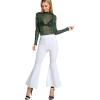 imageFloerns Womens Star Mesh See Through Mock Neck Long Sleeve Tops Tee TShirtGreen