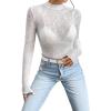 imageFloerns Womens Star Mesh See Through Mock Neck Long Sleeve Tops Tee TShirtWhite Ivory