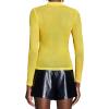 imageFloerns Womens Star Mesh See Through Mock Neck Long Sleeve Tops Tee TShirtYellow