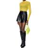 imageFloerns Womens Star Mesh See Through Mock Neck Long Sleeve Tops Tee TShirtYellow