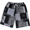 imageFloerns Boys Patchwork Drawstring Waist Printed Summer Boho Track ShortsBlack