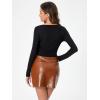 imageFloerns Womens Butterfly Chain Linked Long Sleeve Rib Knit Crop Top T ShirtBlack Solid
