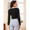 imageFloerns Womens Butterfly Chain Linked Long Sleeve Rib Knit Crop Top T ShirtCarbon Black