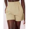 imageFloerns Womens Casual High Waisted Wide Leg Pleated Dressy Summer Workwear Shorts with PocketsApricot