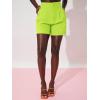 imageFloerns Womens Casual High Waisted Wide Leg Pleated Dressy Summer Workwear Shorts with PocketsLime Green