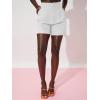 imageFloerns Womens Casual High Waisted Wide Leg Pleated Dressy Summer Workwear Shorts with PocketsWhite