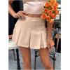 imageFloerns Womens Casual Pleated Hem Mini Skirt School Uniform Short SkirtsApricot