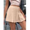 imageFloerns Womens Casual Pleated Hem Mini Skirt School Uniform Short SkirtsApricot