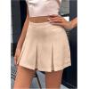 imageFloerns Womens Casual Pleated Hem Mini Skirt School Uniform Short SkirtsApricot