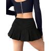 imageFloerns Womens Casual Pleated Hem Mini Skirt School Uniform Short SkirtsBlack Corduroy