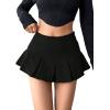 imageFloerns Womens Casual Pleated Hem Mini Skirt School Uniform Short SkirtsBlack Corduroy