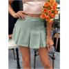 imageFloerns Womens Casual Pleated Hem Mini Skirt School Uniform Short SkirtsGreen
