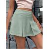 imageFloerns Womens Casual Pleated Hem Mini Skirt School Uniform Short SkirtsGreen