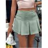 imageFloerns Womens Casual Pleated Hem Mini Skirt School Uniform Short SkirtsGreen