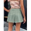 imageFloerns Womens Casual Pleated Hem Mini Skirt School Uniform Short SkirtsGreen