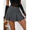 imageFloerns Womens Casual Pleated Hem Mini Skirt School Uniform Short SkirtsGrey