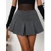 imageFloerns Womens Casual Pleated Hem Mini Skirt School Uniform Short SkirtsGrey