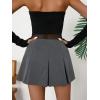 imageFloerns Womens Casual Pleated Hem Mini Skirt School Uniform Short SkirtsGrey