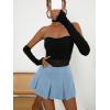 imageFloerns Womens Casual Pleated Hem Mini Skirt School Uniform Short SkirtsLight Blue