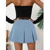imageFloerns Womens Casual Pleated Hem Mini Skirt School Uniform Short SkirtsLight Blue