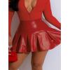 imageFloerns Womens Casual Pleated Hem Mini Skirt School Uniform Short SkirtsRed