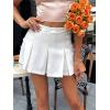 imageFloerns Womens Casual Pleated Hem Mini Skirt School Uniform Short SkirtsWhite