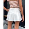 imageFloerns Womens Casual Pleated Hem Mini Skirt School Uniform Short SkirtsWhite