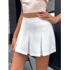 imageFloerns Womens Casual Pleated Hem Mini Skirt School Uniform Short SkirtsWhite