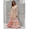 imageFloerns Womens Floral Print Boho V Neck Long Sleeve Flowy Maxi DressApricot