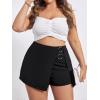 imageFloerns Womens Plus Size Asymmetrical Skorts High Waisted Skirts ShortsBlack Ink