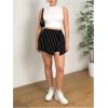 imageFloerns Womens Plus Size Asymmetrical Skorts High Waisted Skirts ShortsBlack Striped