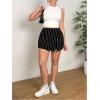 imageFloerns Womens Plus Size Asymmetrical Skorts High Waisted Skirts ShortsBlack Striped