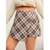 imageFloerns Womens Plus Size Asymmetrical Skorts High Waisted Skirts ShortsBrown Plaid