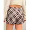 imageFloerns Womens Plus Size Asymmetrical Skorts High Waisted Skirts ShortsBrown Plaid