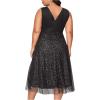 imageFloerns Womens Plus Size V Neck Sleeveless Sequin Cocktail Party Midi DressBlack