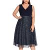 imageFloerns Womens Plus Size V Neck Sleeveless Sequin Cocktail Party Midi DressNavy Blue