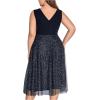 imageFloerns Womens Plus Size V Neck Sleeveless Sequin Cocktail Party Midi DressNavy Blue