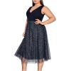 imageFloerns Womens Plus Size V Neck Sleeveless Sequin Cocktail Party Midi DressNavy Blue