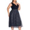 imageFloerns Womens Plus Size V Neck Sleeveless Sequin Cocktail Party Midi DressNavy Blue