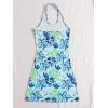 imageFloerns Womens Sleeveless Halter Backless Tie Back Floral Bodycon Mini DressBlue Floral