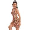 imageFloerns Womens Sleeveless Halter Backless Tie Back Floral Bodycon Mini DressBrown Multi