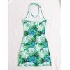 imageFloerns Womens Sleeveless Halter Backless Tie Back Floral Bodycon Mini DressGreen Blue Floral