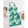 imageFloerns Womens Sleeveless Halter Backless Tie Back Floral Bodycon Mini DressGreen Blue Floral