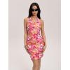 imageFloerns Womens Sleeveless Halter Backless Tie Back Floral Bodycon Mini DressPink Multi