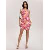 imageFloerns Womens Sleeveless Halter Backless Tie Back Floral Bodycon Mini DressPink Multi