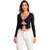 imageFloerns Womens Butterfly Chain Linked Long Sleeve Rib Knit Crop Top T ShirtJade Black