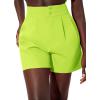 imageFloerns Womens Casual High Waisted Wide Leg Pleated Dressy Summer Workwear Shorts with PocketsLime Green